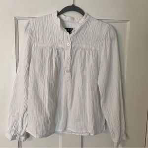 Jcrew cotton gauzy popover shirt white medium